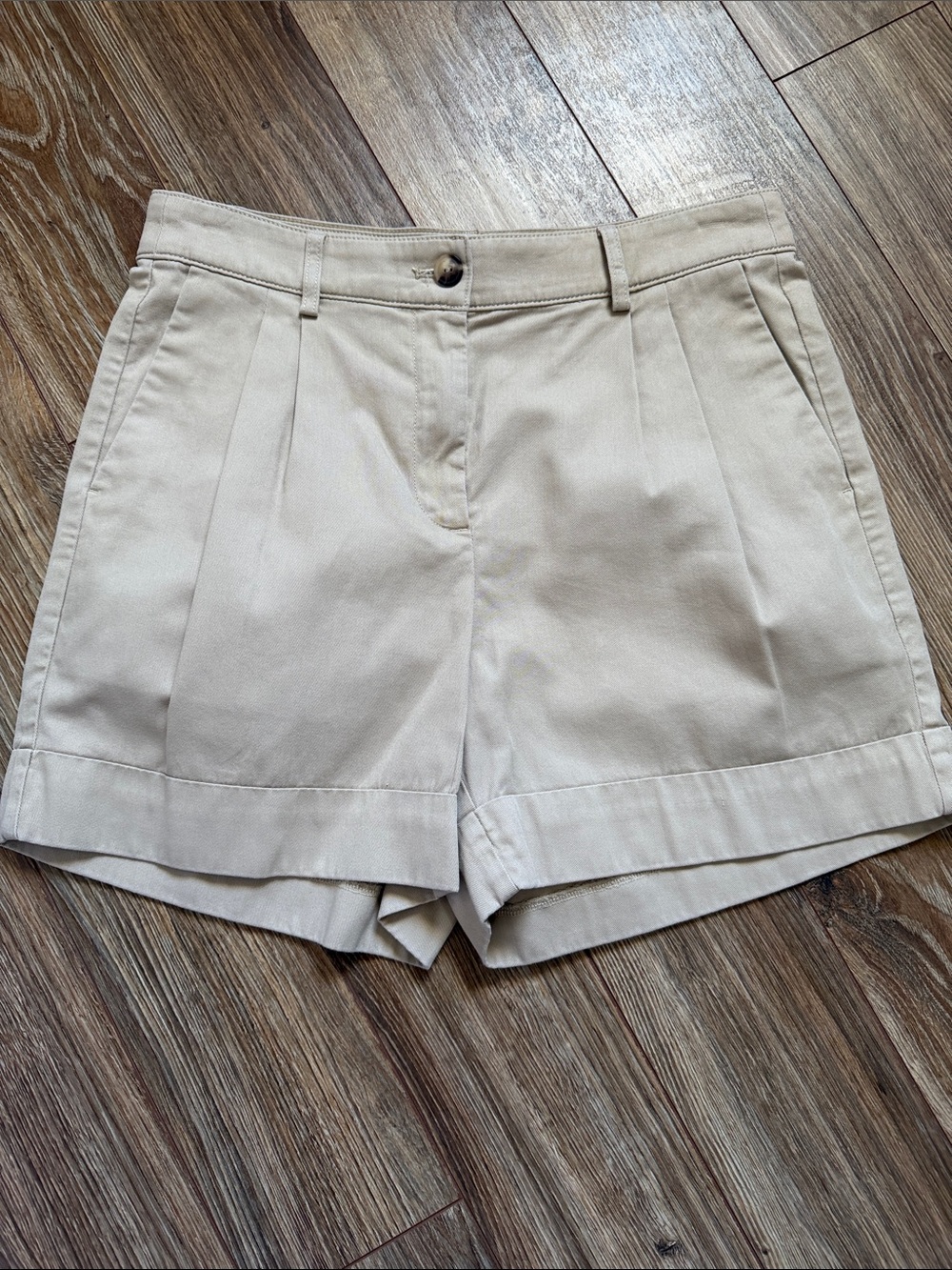 J. Crew Pleated High-Rise Shorts in Beige